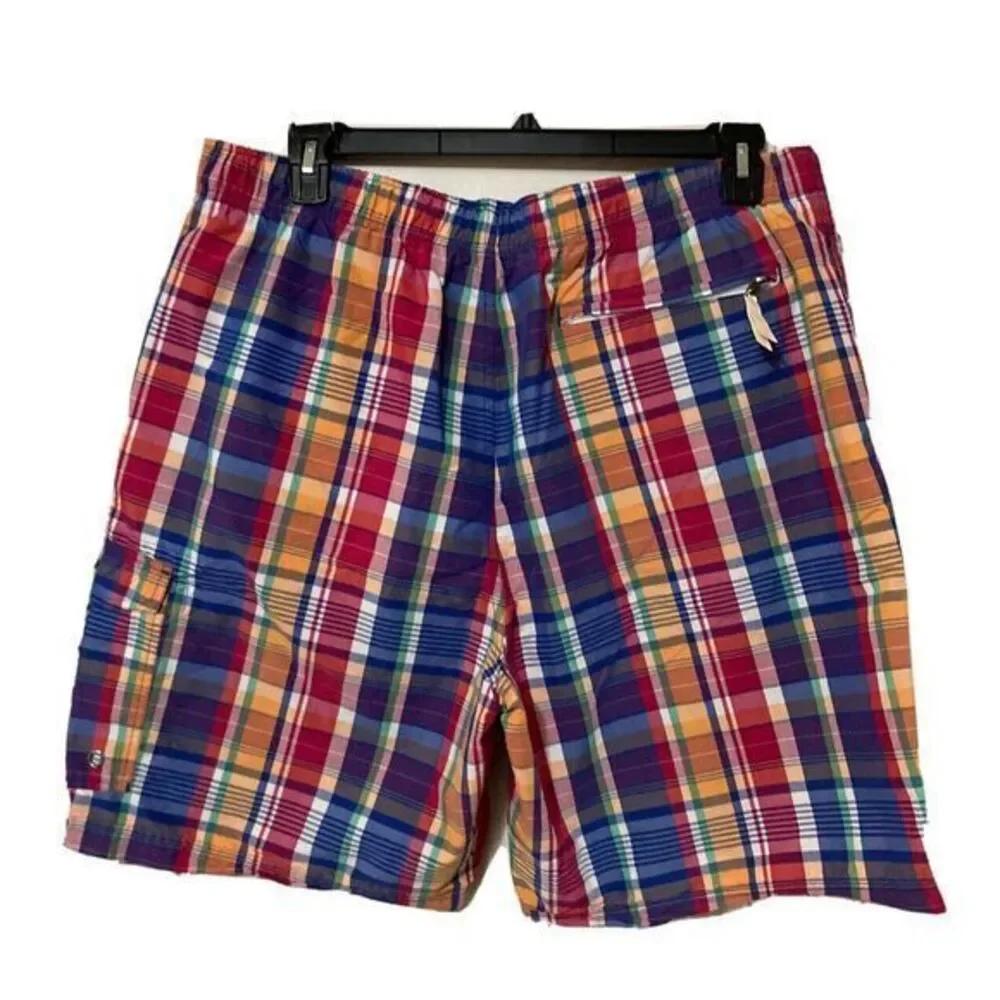 POLO RALPH LAUREN PLAID SWIM‎ SHORTS XL DRAWSTRING TRUNKS PONY BEACH SWIM CARGO